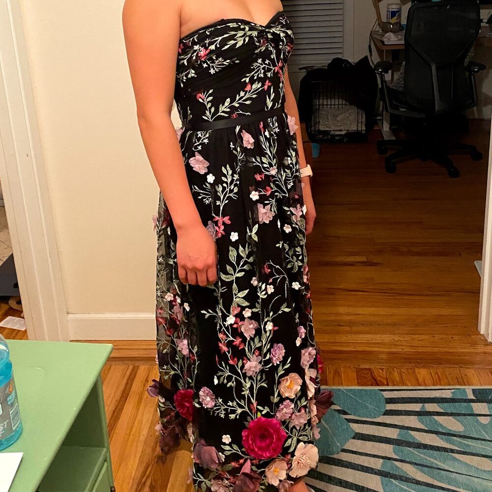 Brand new, tags on Marchesa Notte floral appliqué midi dress